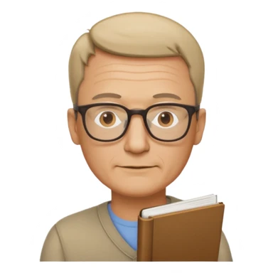 hombre, 50 años pelo poco rapado delgado con gafas de lectura sticker