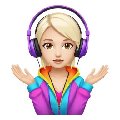 Russian rave artist with headphones and colorful outfit performing sticker
