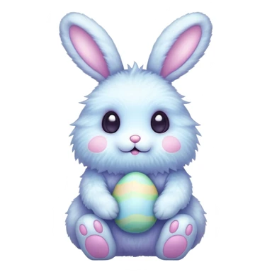 alien kawaii fluffy easter bunny  sticker