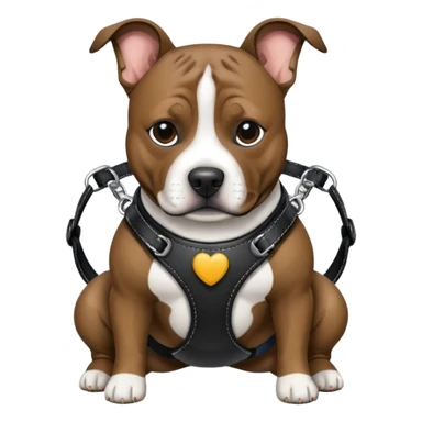 brindle staffy with black leather harness sticker