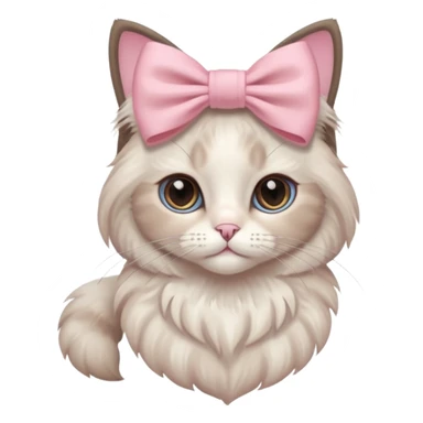 Ragdoll cat wearing light pink coquette bow sticker