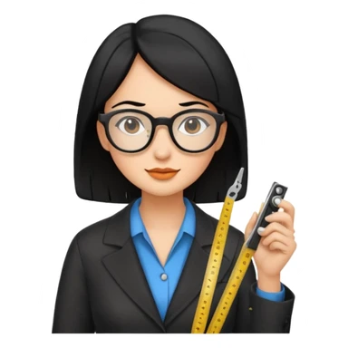 tailor woman holding measure black hair sticker