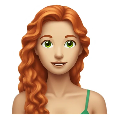 long-haired redhead woman with green eyes, at the beach sticker