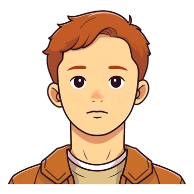 Man with freckles, light skin, brown hair sticker