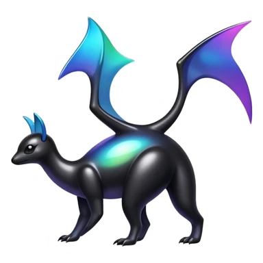  Iridescent gradient glossy black dark fakemon-creature  sticker