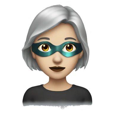 White Woman wearing Dark iridescent wolf mask sticker