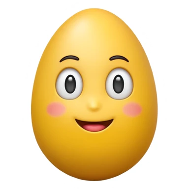 3D emoji egg, Apple style, isolated on soft pastel background, high-resolution, minimalistic, plastic texture, soft lighting, realistic shadows, style similar to iOS emoji, front-facing, centered sticker