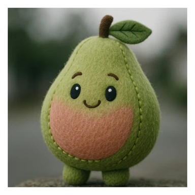 guava fruit transformed into a cuddly plushie, soft fabric, gentle colors, playful look sticker