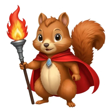 squirrel holding torch with red cape sticker