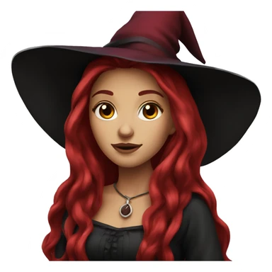 beautiful long haired witch, red, black, burgundy sticker