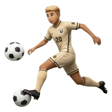 An icon representing sports gaming, inspired by EA Sports FC 25. The design features a dynamic soccer player kicking a ball, with a digital scoreboard in the background. Bright stadium lights illuminate the action, capturing the thrill of the game. Transparent background sticker