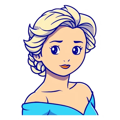 Elsa ice queen from Frozen with blue dress, chest up portrait sticker