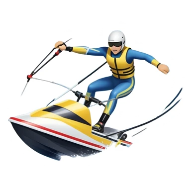 An icon featuring a close-up collage of water skis, splashing water, and a speedboat pulling the skier across the surface. The design highlights the motion of the skis cutting through the water and the boat’s wake. Transparent background emphasizes the thrill of water skiing. sticker