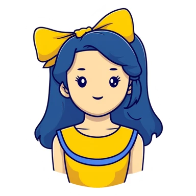 woman with a blue bow on her head and long black hair sticker