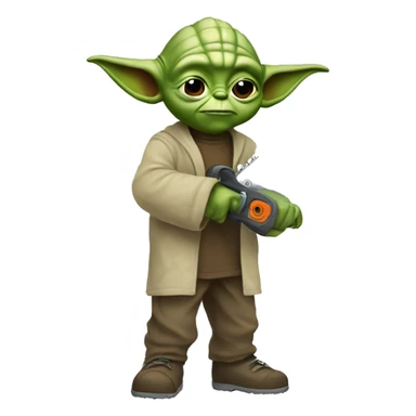 Yoda’s kid saws with a chainsaw sticker