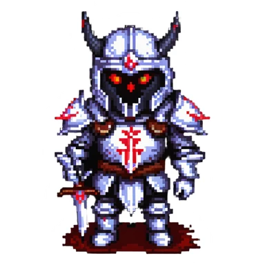 knight with demon features and glowing red eyes sticker
