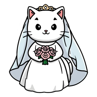 cat bride sticker