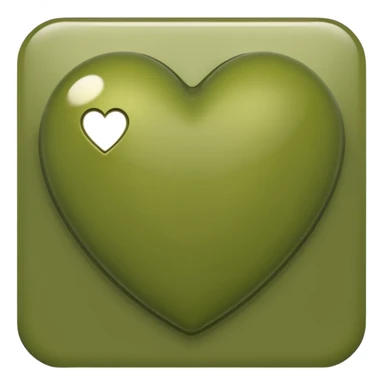 an olive green colored heart sticker