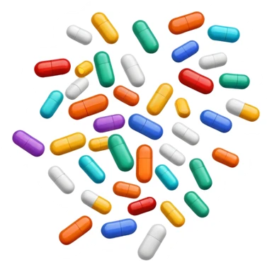 Medicine pills and capsules floating or flying in the air sticker