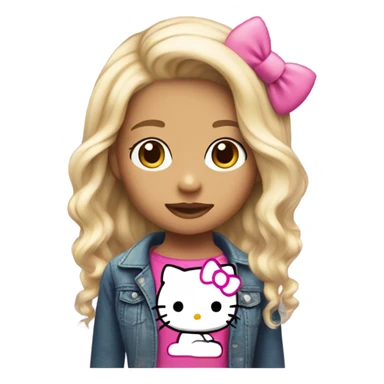 Cute hello kitty girl split dye blonde and pink hair sticker