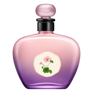 Aesthetic display of blush pink nasturtiums, an elegant violet perfume bottle, and a vintage love letter written in flowing script. sticker