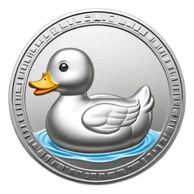 silver coin in profile with a rubber ducky bas relief sticker