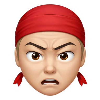 angry ninja face emoji, red headband, scowling expression sticker