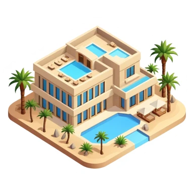 luxury desert resort hotel, isometric exterior  sticker