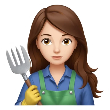 long brown hair white serious woman Gardening sticker