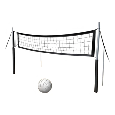 A close-up volleyball net with a ball hovering above it, set against the backdrop of a sandy volleyball court. The scene highlights the tension of an impending play, with the court lines clearly visible and a bright, sunny atmosphere surrounding the action. sticker