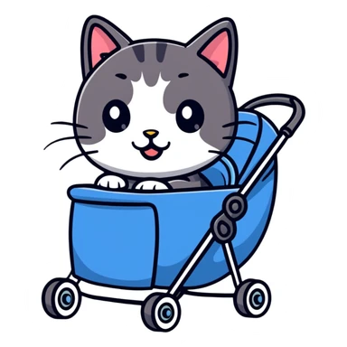 Cat in a stroller sticker