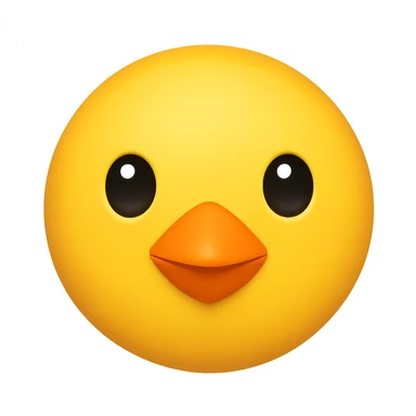 yellow face with yellow chick beak, digital illustration, emoji style, no background sticker