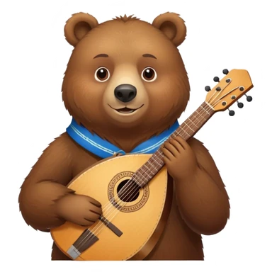Friendly Russian brown bear holding a balalaika sticker