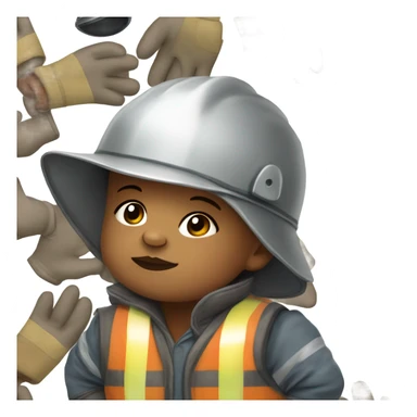 Baby with miner gear sticker