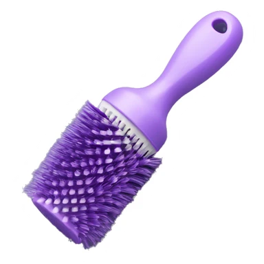 Lilac detangler plastic brush all lilac purple with gaps  in and round at the top with a large loop handle so it’s easy to hang  sticker