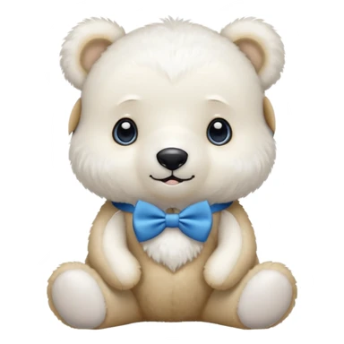 sweet same little white bears with blue bow tie sitting sticker