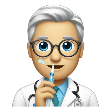 Doctoer with a syringe sticker