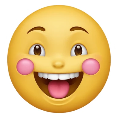 Emoji, yellow round laughing face, open mouth sticker