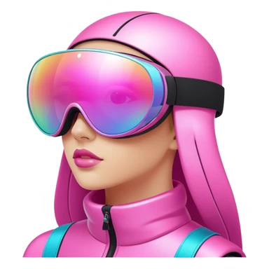 futuristic pink ski visor sunglasses, Y2K fashion, oversized lens sticker