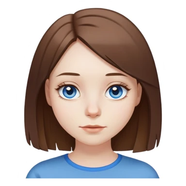 A girl with brown shoulder length layered bob, pale skin, blue eyes and nose piercing  sticker