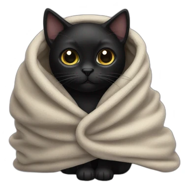 Black cat wrapped in a blanket sticker