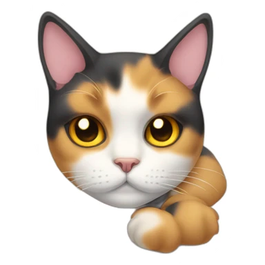 Calico cat very sad lying face down sticker