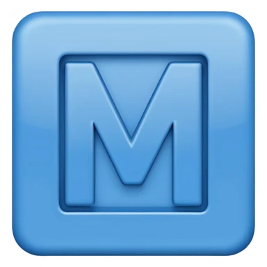 create CAPTIAL LETTER " MA " IN SQUARE SHAPE BLUE BACKGROUND sticker