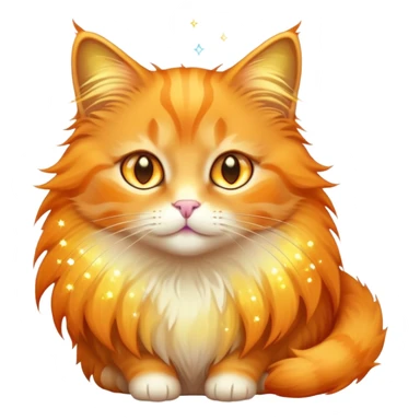 orange cat with magical sparkles and aura sticker
