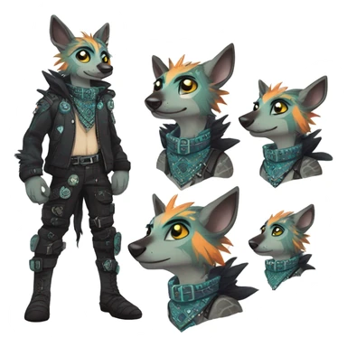 cute cool edgy fantasy animal fursona creature by griffsnuff & LiLaiRa & Falvie with edgy colors with patterns and a spiked collar full body sticker