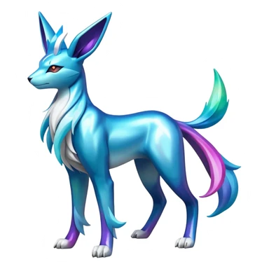 Shiny Colorful Iridescent Cobalion-Suicune-Glaceon-fakemon (full body) sticker