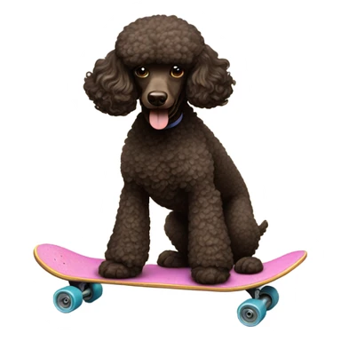 Poodle on skateboard dark brown sticker
