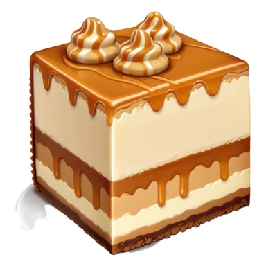 Peanut butter fudge cheesecake slice topped with caramel  sticker