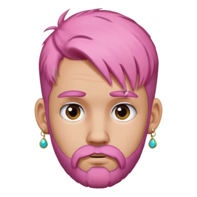  bun haired with earrings pink hair guy sad with beard sticker