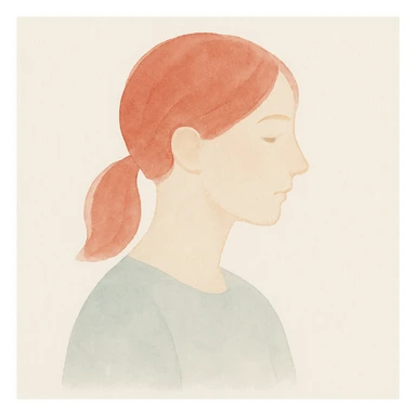 woman with red hair, soft watercolor style sticker